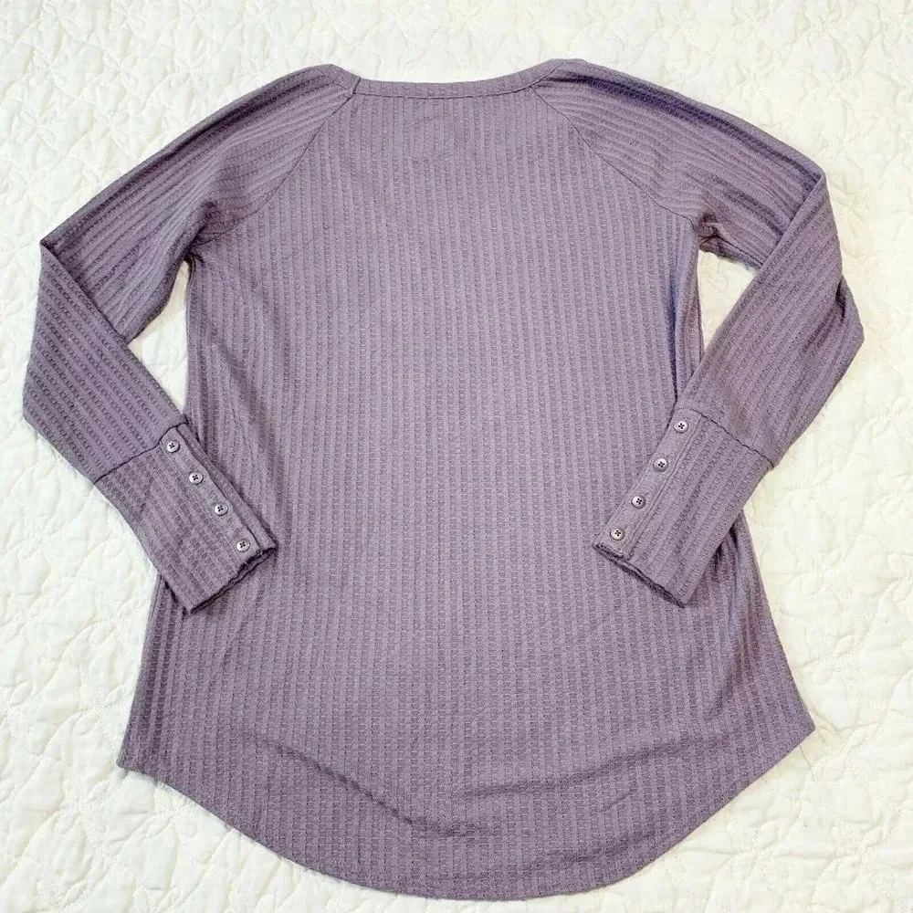 Chaser Size M Purple Waffle Knit Long Sleeve Thermal Top - Picture 8 of 8